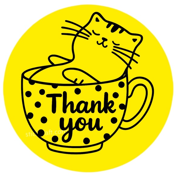 Thank You Cat Stickers Labels Boutique Packaging Thank You Seals - Picture 6 of 14
